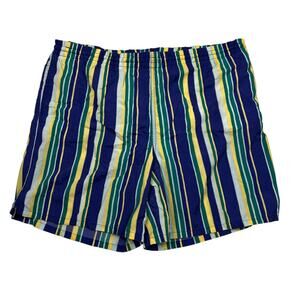 Pony VTG 90s Striped Swim Trunks Briefs Built In Liner Blue Yellow Mens Large